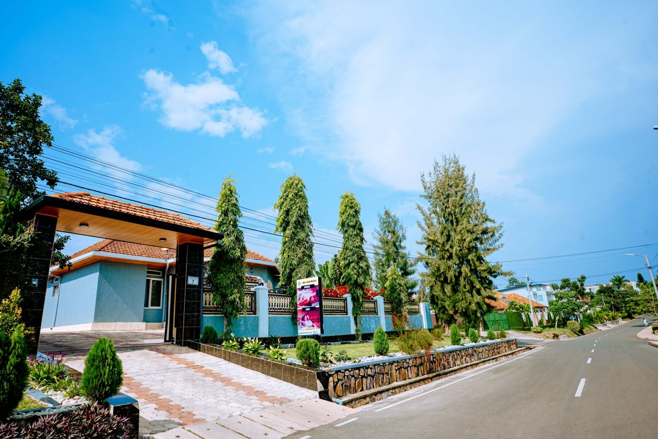 Beautiful spa exterior with landscaping